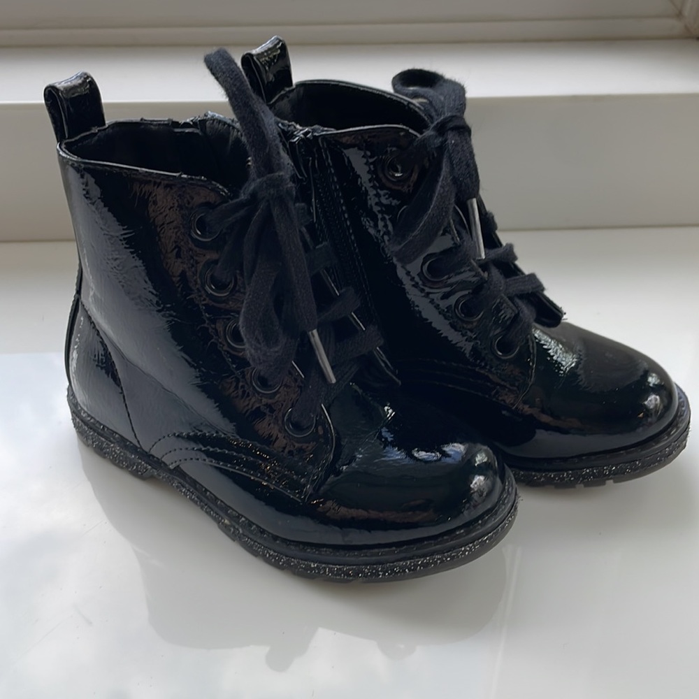 Mini Mia brand Patent Combat boots